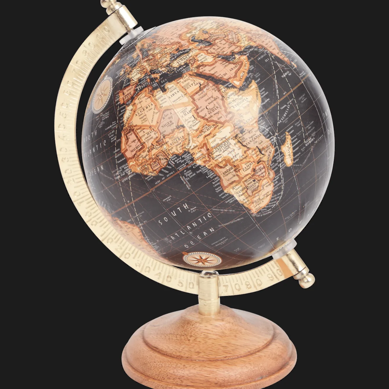 Action Wohnaccessoires<Globus mit Fuß aus Mangoholz