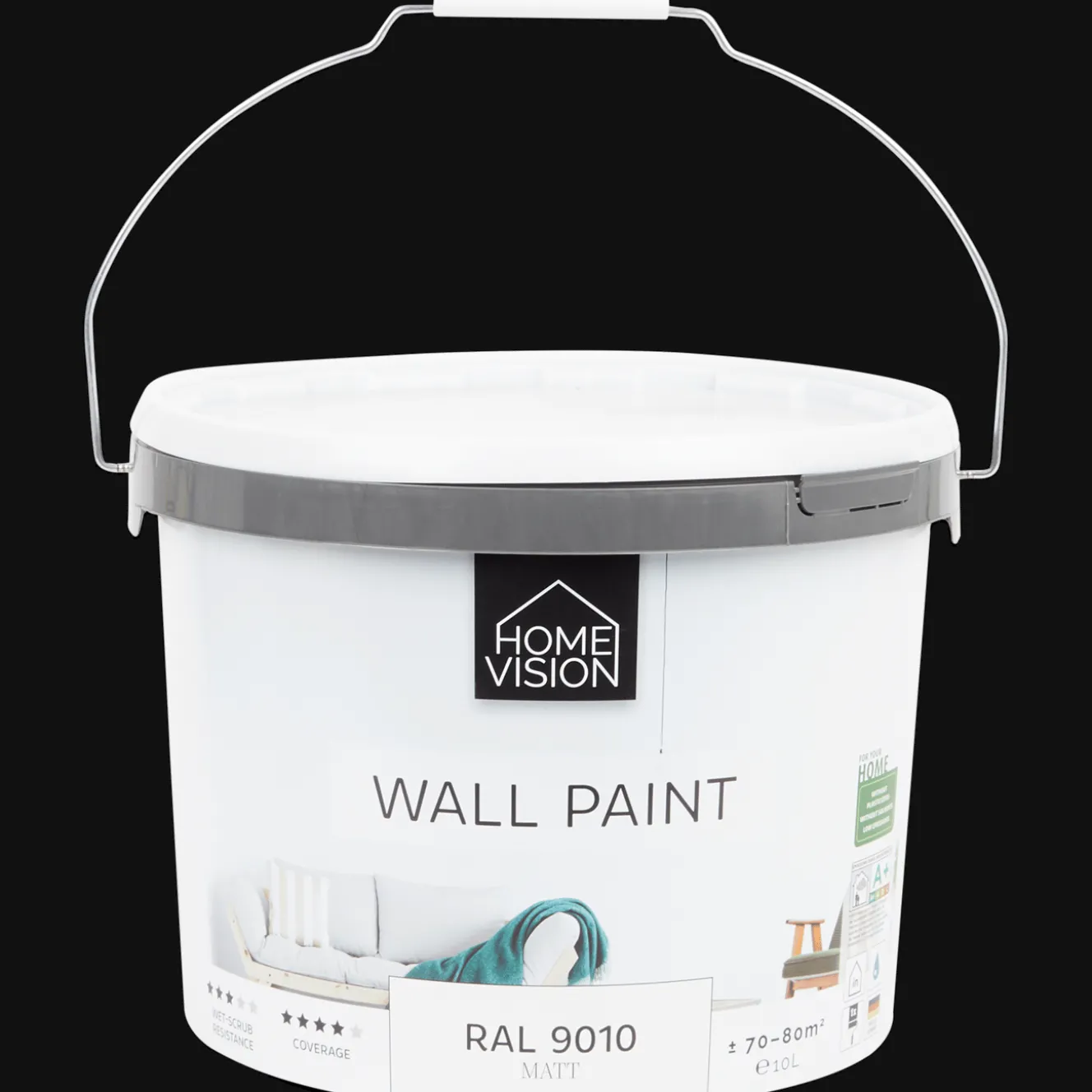 Action Farbe<Home Vision Matte Wandfarbe RAL 9010