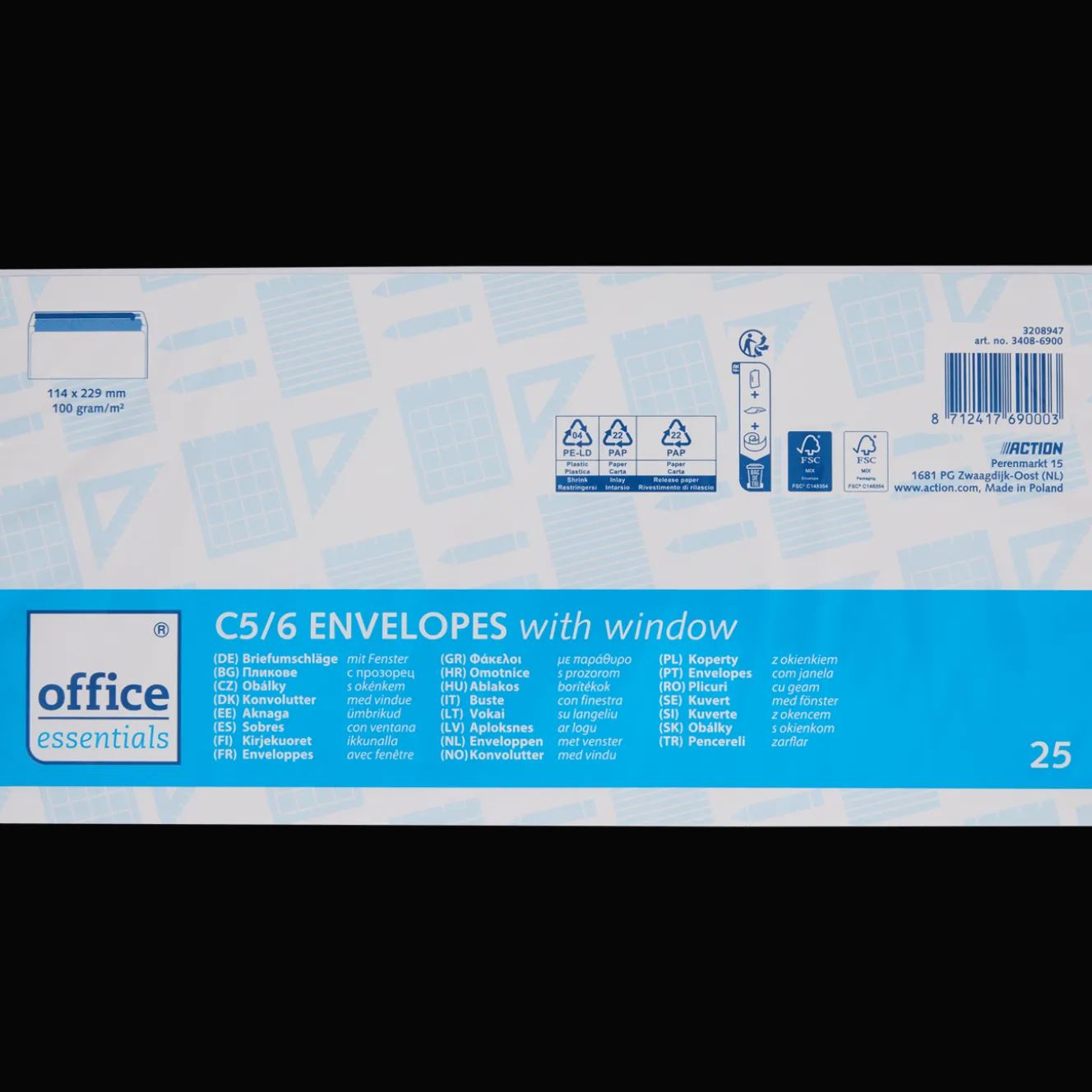 Office Essentials Karten<Umschläge mit Fenster C5/6