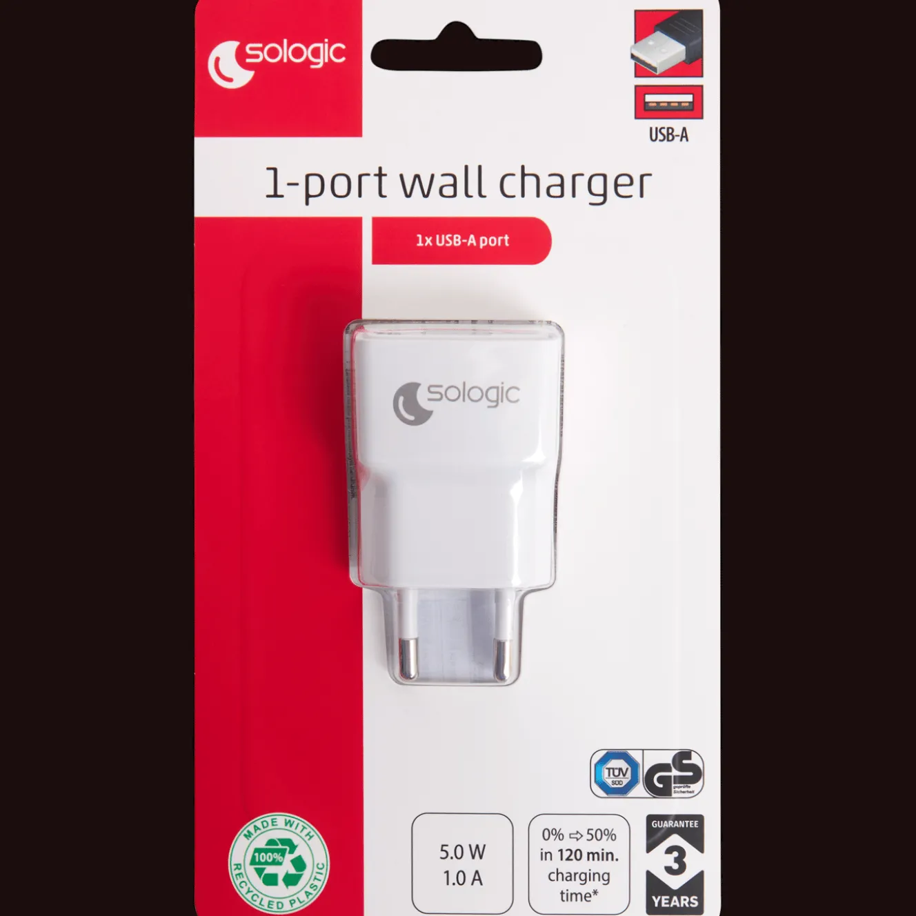 Action Verlängerungskabel<Sologic USB-A-Wandladegerät