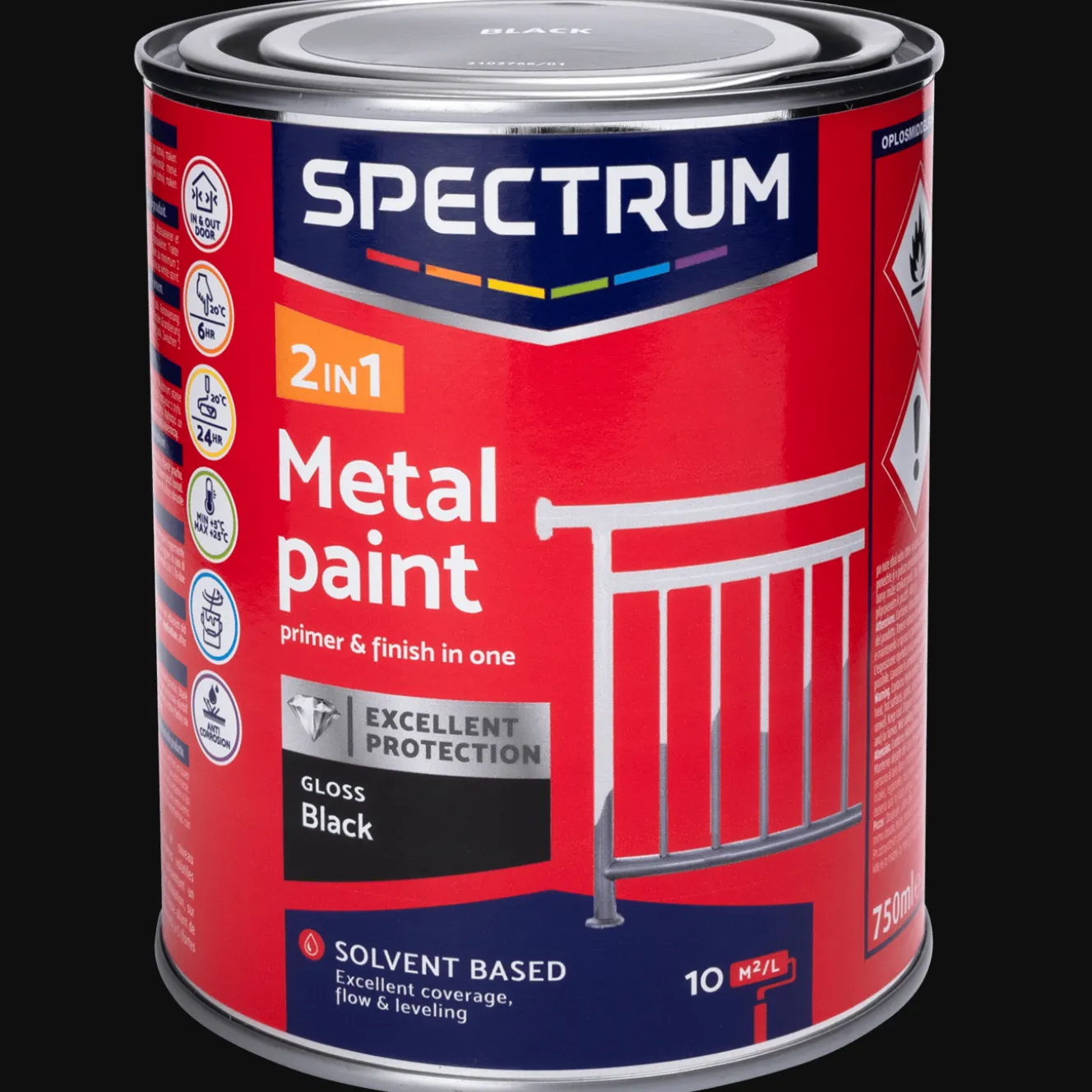 Spectrum Farbe<2-in-1 Metalllack Hochglanz Schwarz