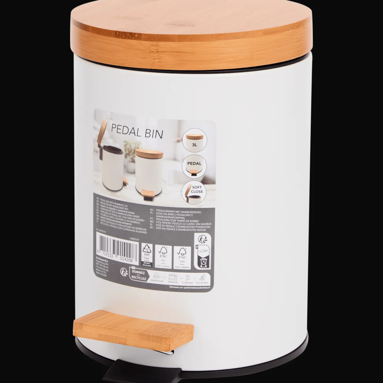 Action Abfalleimer<Treteimer mit Bambusdeckel